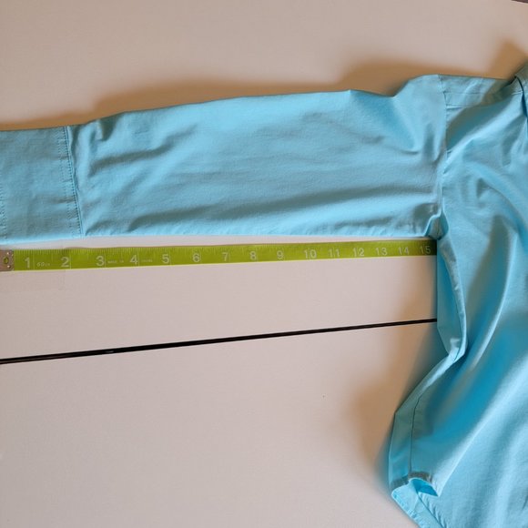 Chaps Long Sleeve Classic Button up Shirt Turquoise Boy's Size 8 - Picture 4 of 5